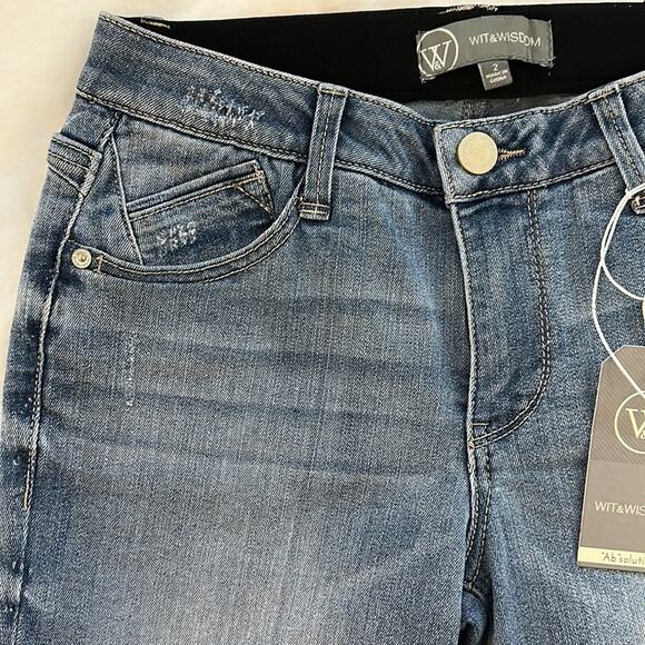 Wit & Wisdom Denim Cutoff Bermuda Shorts Light Blue Distressing NWT Size 2 - Picture 5 of 11